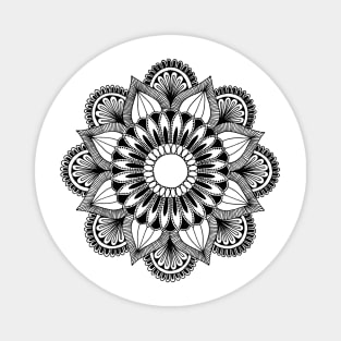 Flower Mandala (black on white) Magnet